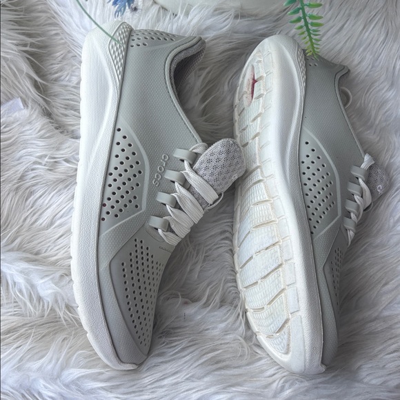 Crocs LiteRide Gray 360 Pacer Sneakers Athletic Lace Up Women’s Size 7 - Picture 4 of 8
